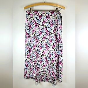 LOFT WOMEN MULTI FLORAL  WRAP SKIRT MIDI SIZE 8.